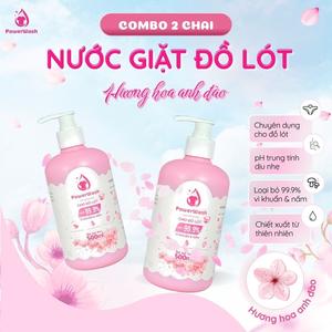[COMBO 2 CHAI] Nước Giặt Đồ Lót PowerWash 500ml – Dịu Nhẹ Cho Da Nhạy Cảm, Khử Mùi Vùng Kín, Không Chất Tẩy, Hương Hoa Anh Đào