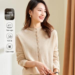 Áo Len Cashmere Sang Trọng, MuMeng, 100% Cashmere, Dành Cho Nữ, Thích Hợp Cho Mùa Thu Và Mùa Đông, Dáng Ôm, Áo Cardigan Cài Cúc