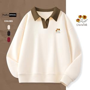 Áo Sweater Cổ V THÊU By PEABOO BST 01 Hoa vàng Chất Nỉ 2 Da Dáng Unisex Form Rộng