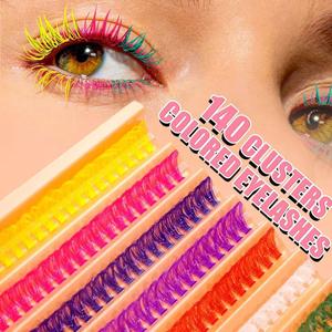 Lông Mi, Mi Hong, Màu Sắc: AS, Lông Mi Cụm Gradient Đầy Màu Sắc, Màu Neon Cầu Vồng, Lông Mi Giả Tự Làm, Tặng Kèm Bộ Keo Và Nhíp