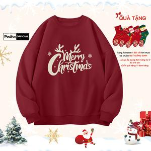 Áo Sweater Chữ Merry Christmas Nam Nữ By PEABOO Unisex Chất Nỉ Lót Bông Form Rộng