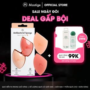 Combo 2 bông mút tán nền Mastige - Kháng khuẩn, Mềm mại, Tiết kiệm mỹ phẩm gấp 2 lần - Tone hồng cam