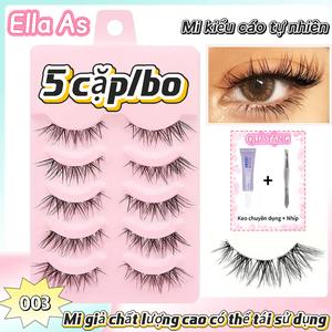 Lông Mi Giả Cong Tự Nhiên, Thiết Kế Siêu Đẹp, Ella As, 5 Cặp / Gói, Mẫu 003, Tặng Kèm Keo Và Nhíp Chuyên Dụng