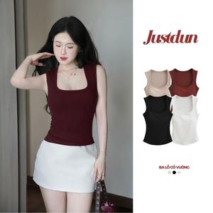 Áo thun ba lỗ cổ vuông cotton mịn tanktop năng động JUSTDUN 2B