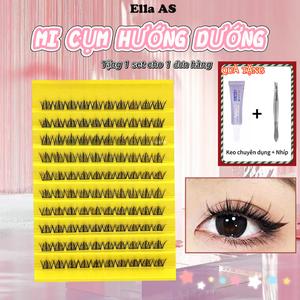 Lông Mi Giả Cho Bé, Có Keo Dán, Ella AS Hoa Hướng Dương, Cụm Dày, Sẵn Sàng, Tặng Kèm Keo Đặc Biệt Và Bộ Nhíp