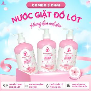 [COMBO 3] Nước Giặt Đồ Lót PowerWash 500ml Dịu Nhẹ, Khử Mùi, Không Chất Tẩy, Hương Hoa Anh Đào