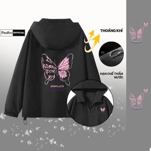 Áo Khoác Gió Nam Nữ Mũ Cao Cấp 2 Lớp PEABOO BST01 In Hình Chống Nước Chống Nắng Form Rộng Kiểu Dáng Unisex