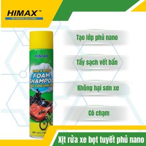 Xịt rửa xe bọt tuyết phủ nano HIMAX [MC-04] - Làm sạch nhanh, tạo lớp phủ nano bảo vệ và dưỡng bóng.