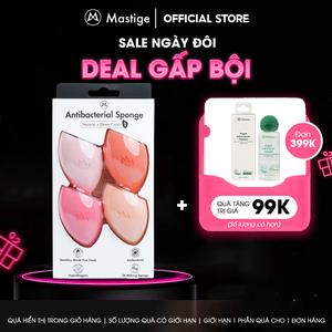 Combo 4 bông mút tán nền Mastige - Kháng khuẩn, Mềm mại, Tiết kiệm mỹ phẩm gấp 2 lần - Hồng cam