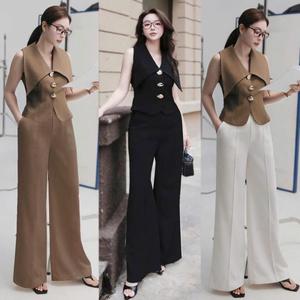 Sét bộ đồ vets thiết kế cổ lá xếp cúc nữ hoàng phối quân ống suông tôn dáng phù hợp đi dự tiệc