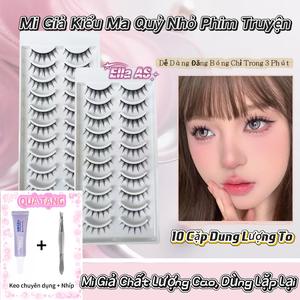 Lông Mi Giả, Phong Cách Manga Ác Quỷ Nhỏ Ella AS, Bộ 10 Cặp, Cung Cấp Bởi Vũ Đạo Con Công, Bộ Sức Chứa Lớn