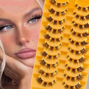 Lông Mi Giả, Okay Love Lashes, Phong Cách Âu Mỹ, Dày, Mắt Mèo, Trông Tự Nhiên, Siêu Mềm, 3D, Cosplay Nhật Bản, Lông Mi Giả Nửa Cắt Thái Lan Huyết Hỗn Hợp, Cho Trang Điểm Châu Á
