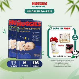 [Creator] Combo 2 Tã quần Huggies Naturemade ban đêm M58/L44/XL38/XXL26