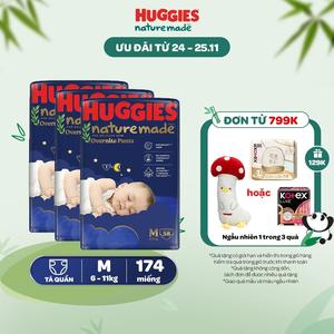 [Creator] Combo 3 Tã quần Huggies Naturemade ban đêm Size M58/L44/XL38/XXL26