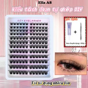 Lông Mi Giả, Với Keo Dán Và Nhíp, Ella AS, Lông Mi Giả Cụm Tự Làm Nhiều Chiều 30D / 40D Mật Độ Hỗn Hợp, Tự Ghép, Tự Nhiên, Dày Và Cong, Tặng Kèm Keo Đặc Biệt Và Bộ Nhíp