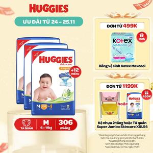 [Creator] Combo 3 gói Tã quần Huggies Skincare Mega Jumbo với tràm trà dịu da Size M106/L96+8/XL84+4/XXL76+4