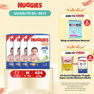 [Creator] Combo 4 gói Tã quần Huggies Skincare Mega Jumbo Size M106/L96+8/XL84+4/XXL76+4