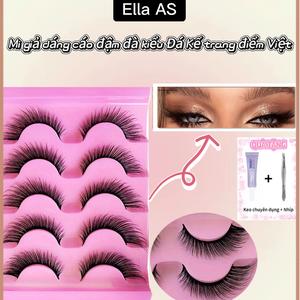 Lông Mi Giả, Bộ Sưu Tập Mắt Cáo, Nâng Thú Vị, Mảnh Lọn Lớn Và Dày, Một Mảnh, Dải Đầy Đủ Với Dải Đen Cứng, Đi Kèm Với Nhíp Và Bộ Keo Miễn Phí