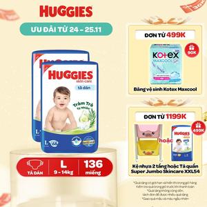 [Creator] Combo 2 Tã/ bỉm dán Huggies Skincare Super Jumbo Size L68/XL60/XXL54
