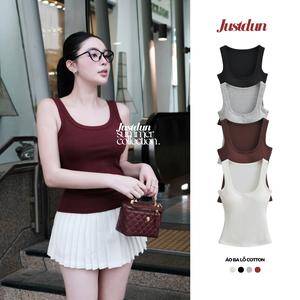 Áo thun ba lỗ JUSTDUN khoét cổ TANK TOP basic thoáng mát dễ phối đồ B9 Women trắng