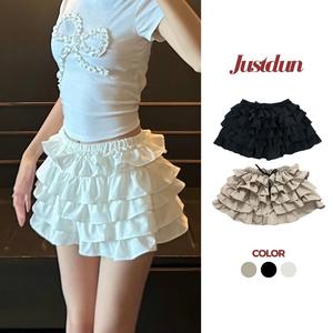 Chân váy nhún bèo nhiều tầng tôn dáng vải dù Justdun CV56