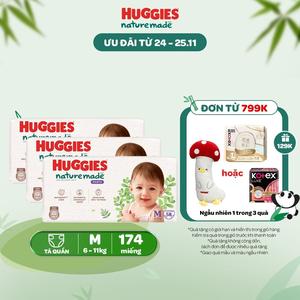 Thùng 3 gói Tã/Bỉm quần Huggies Platinum NatureMade Size M58/L44/XL38/XXL26/XXXL28