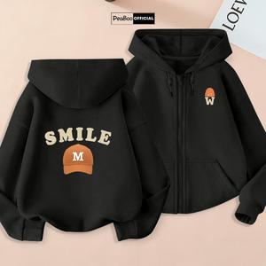 Áo Hoodie Zip, Áo Khoác Nam Nữ Unisex By PEABOO Mã M Smile Chất Nỉ Bông Form Rộng Mũ 2 Lớp