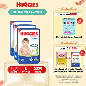 Combo 3 Tã/ bỉm dán Huggies Skincare Super Jumbo Size L68/XL60/XXL54