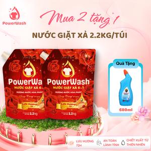 [Mua 2 tặng 1] Mua 2 Nước Giặt Xả PowerWash Tặng 1 Nước Tẩy Bồn Cầu PowerKing Nước Giặt Công Nghệ Hương Nước Hoa Lưu Hương 72 Giờ Sạch Nhanh Mạnh Mẽ Gấp 3 Lần ( PW_Đ)