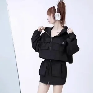 Aó khoác crotop nữ có thể tháo rời đa phong cách, áo khoác gió nữ có túi phong cách thể thao