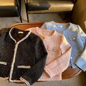 KangStudio - Áo khoác dạ tweed 2 lớp cao cấp , Aó dạ siêu sang chảnh nhiều màu Top Áo Nữ Jacket