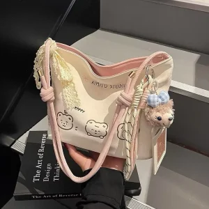 (Tặng Kèm Móc + Khăn Nơ) Túi Xách Nữ Tote Meooo Dễ Thương Kẹp Nách Đeo Chéo