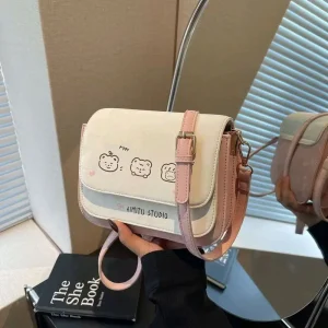 Túi Xách Nữ Cunbag Dáng Bầu Nhung Hoạ Tiết Mèo Xinh - Không kèm móc khoá CUN777