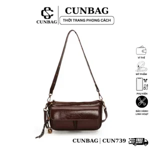 Túi Xách Đeo Vai Retro “Charm Belt” Da Bóng Phối Charm Chuông CUN739