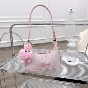 (Tặng móc bông) Túi Xách Nữ Dáng Thuyền Xách Tay Kẹp Nách Hoạ Tiết Trung Hoa CUN130