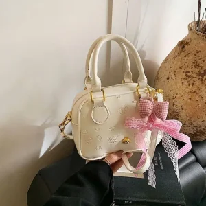 Túi Xách Tay Mini Phối Nơ Caro Dễ Thương Phong Cách Hàn Quốc – Kèm Quai Đeo Chéo, Da Nhám Dập Hình CUN218