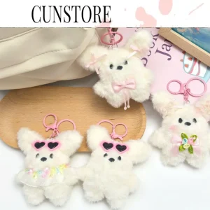 Móc Khoá Bông Gấu Bông Mini Dễ Thương Kèm Nơ & Phụ Kiện Trang Trí