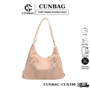 Túi Đeo Vai Kết Hợp Balo Nữ 2 Trong 1 Dáng Tròn Thời Trang – Dây Kéo Nơ Xinh CUN180