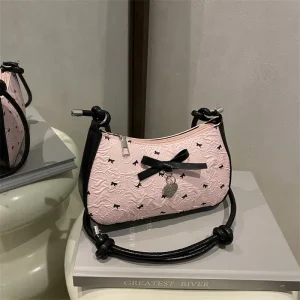 Túi Kẹp Nách Nữ Thêu Nơ Nhỏ - Dáng Cong Hàn Quốc CUN349