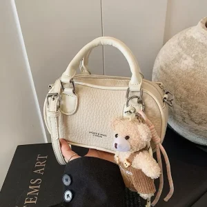 Tặng Móc Gấu Túi Xách Dáng Oval Vintage Kèm Gấu Treo Xinh Mê CUN210