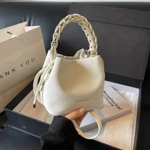 Túi Xách Bucket Dáng Đứng Quai Tết Da Phong Cách Hàn Quốc CUN211