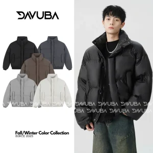 DAVUBA I Áo Phao Boxy (Ver2) Bông Nhồi Dày Dặn Tay Dài Cổ Cao Nam Nữ SM162