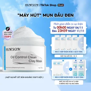 Mặt nạ đất sét khoáng Hunfsow 110g Kiểm soát dầu, cấp ẩm, se khít lỗ chân lông, làm sạch sâu mụn đầu đen và mụn viêm, hỗ trợ chăm sóc da mụn, làm sáng và đều màu da. Phù hợp cho cả nam và nữ.