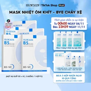 Mặt Nạ Chăm Sóc Dưỡng Ẩm B5 HUNFSOW 30ml/5 miếng/1 hộp – Chứa axit hyaluronic – Cấp nước tầng sâu – Nâng tông/Làm sáng da