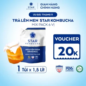Star Kombucha trà túi 1.5L – Vị nguyên bản | Trà lên men tự nhiên - Dễ dàng pha chế tiện lợi