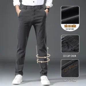 Quần Jean Nam Ống Suông Công Sở ECOLLECT QD14 – Vải Dày Co Giãn, Cạp Chun Phom Rộng Thoải Mái Menswear Ong Pants Có Túi