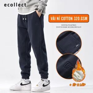 Quần Thể Thao Nam Nỉ Jogger Dáng Rộng ECOLLECT - Dày Ấm, Chất Lượng Cao 300gsm, Thời Trang Thu Đông - QD11 Menswear Pants