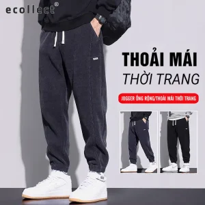 Quần Jogger Nam Nỉ Nhung Tăm Dày Ấm Cao Cấp ECOLLECT QD12 – Thoải Mái, Thời Trang, Đa Dụng Mặc Hàng Ngày Mùa Thu Đông Menswear Pants