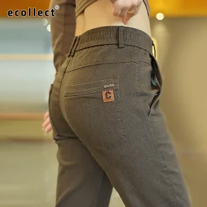 Quần Âu Nam ECOLLECT QD20 - Vải DENIM Wash, Dáng Suông Cạp Chun, Công sở Xuân Hè 2025