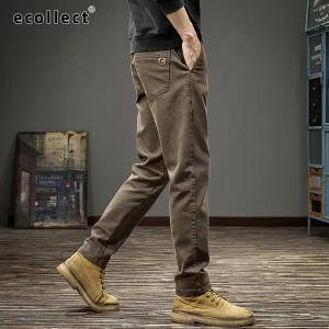 Quần dài kaki denim nam ECOLLECT QD20 - Ống đứng thẳng, Co Giãn Thoải Mái, Phong Cách Thời Trang Công Sở 2025